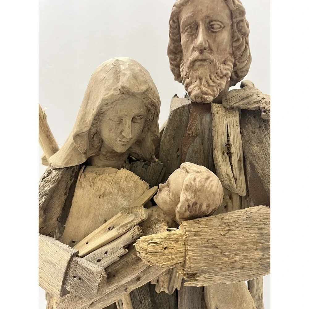 Christmas Driftwood Nativity Large Jesus Mary Joseph 18x11